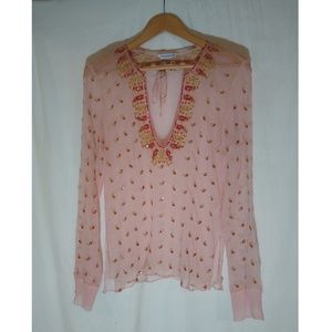 Abercrombie and Fitch sheer pink shirt, size large